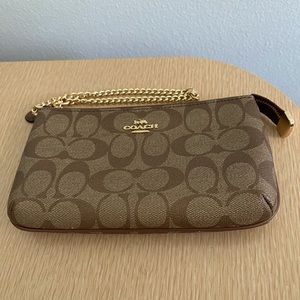 Coach signature canvas wristlet/wallet
